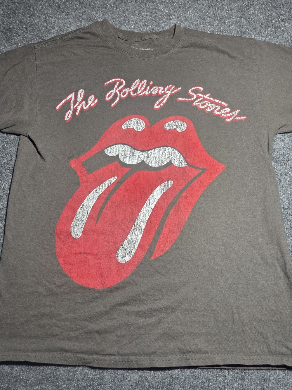 The Rolling Stones Classic Tongue & Lips Logo T-Shirt Charcoal Gray Size M